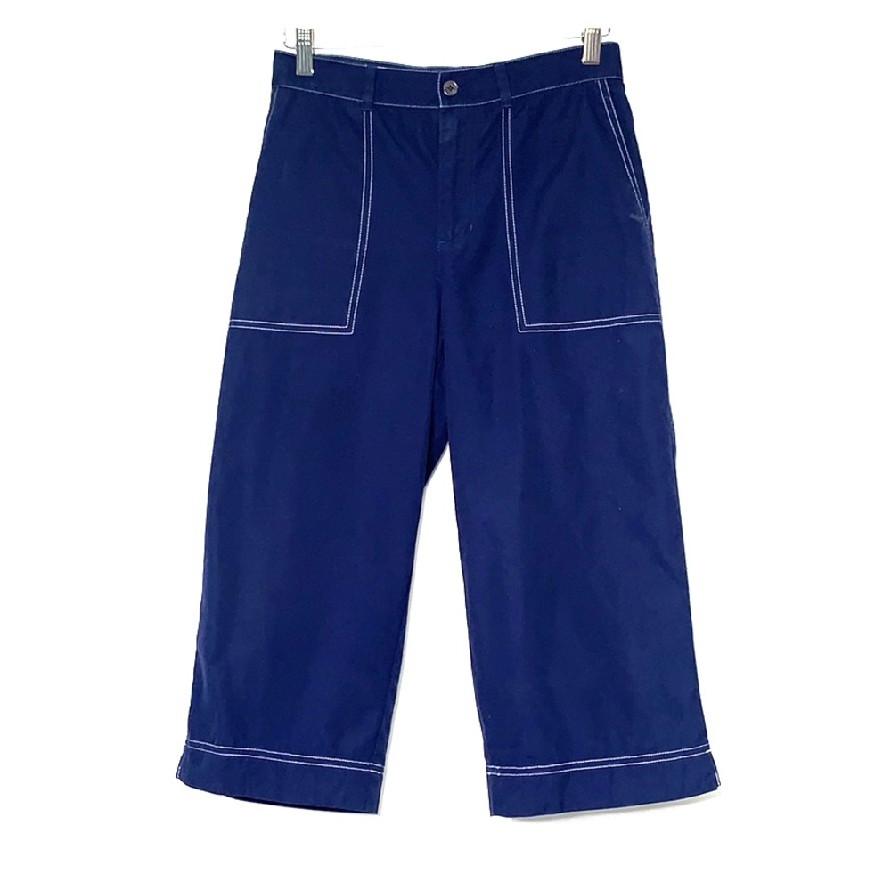 RALPH LAUREN Hi-Rise Navy Cotton Culotte Crop Pant